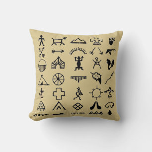 Native American Picture Symbols Throw Pillow