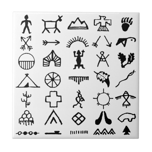 Native American Picture Symbols Tile (Front)