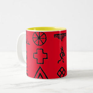 Native American Picture Symbols Two-Tone Coffee Mug