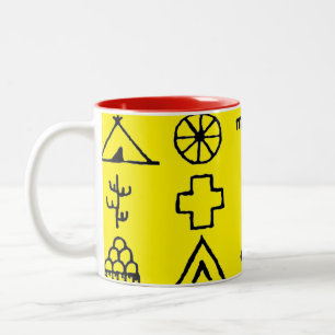 Native American Picture Symbols Two-Tone Coffee Mug