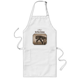 Native American Pinto War Horse in Sepia Long Apron