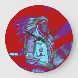 Native American Pop Art Large Clock