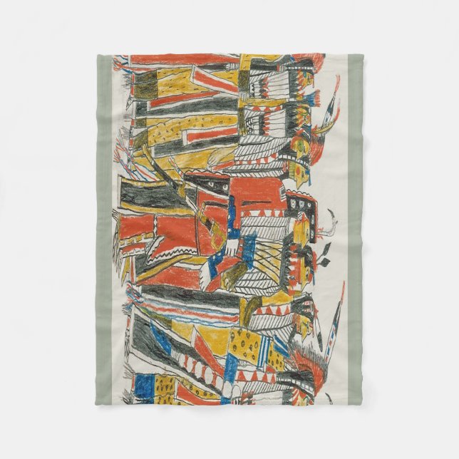 Native American Pow Wow Dancers Fleece Blanket (Front)