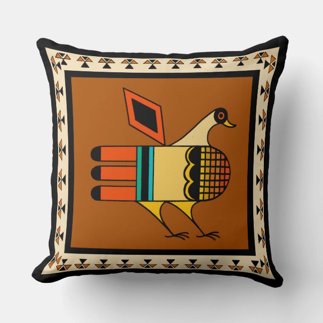 Native American Quail Throw Pillow (Front)