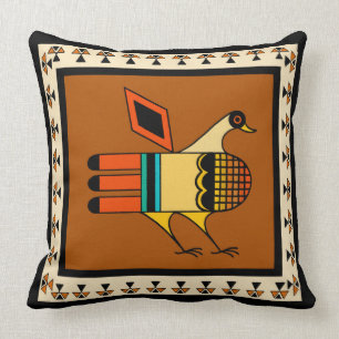 Native American Quail Throw Pillow