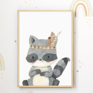 Native American Raccoon Poster Kids Room Imprimer