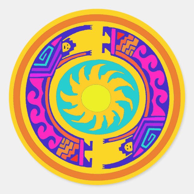 Native American Rainbow Spirits Classic Round Sticker (Front)