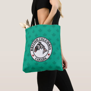 Native American Red Black Art Haida Salmon Tote Bag
