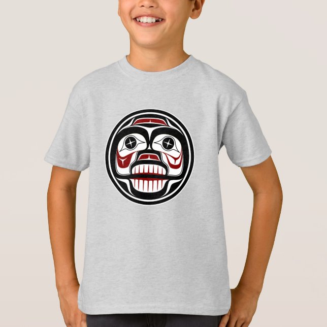 Native American Red Black Art Weeping Skull T-Shirt (Front)