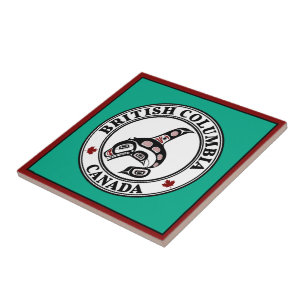 Native American Red Black Graphic Killer Whale Tile