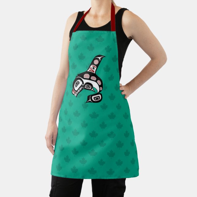 Native American Red Black Haida Art Killer Whale Apron (Insitu)