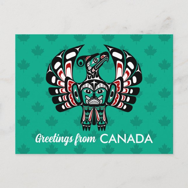 Native American Red Black Haida Art Thunderbird Postcard (Front)