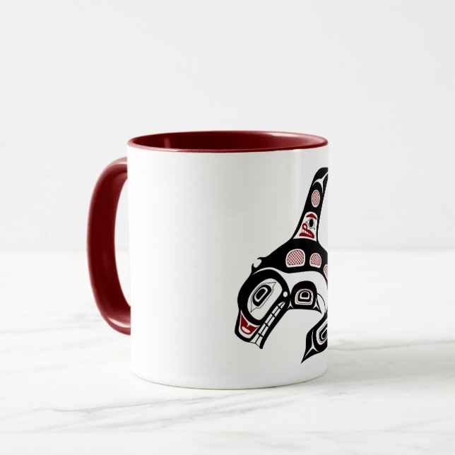 Native American Red Black Haida Orca Killer Whale Mug (Front Left)
