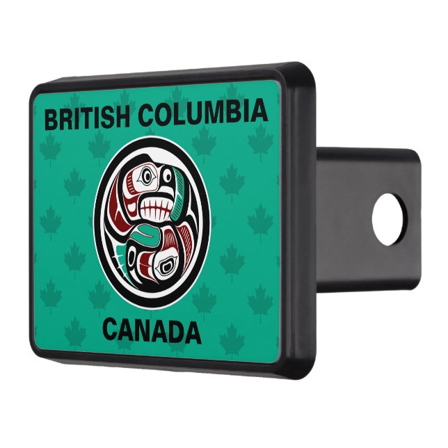 Native American Red Black Haida Otter Salmon Trailer Hitch Cover (Left)