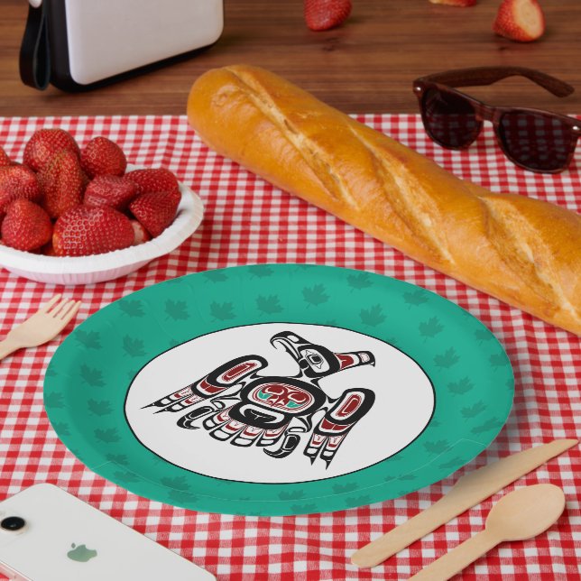 Native American Red Black Kaigani Thunderbird Paper Plate (Picnic)