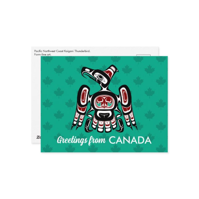 Native American Red Black Kaigani Thunderbird Postcard (Front/Back In Situ)