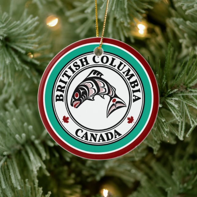 Native American Red Black Salmon Ceramic Ornament (Tree)