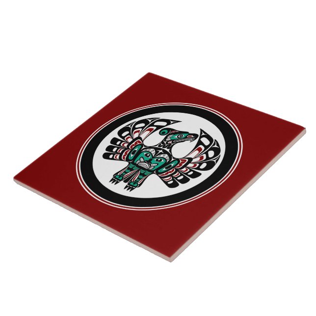 Native American Red Black Vector Art Thunderbird Tile (Side)