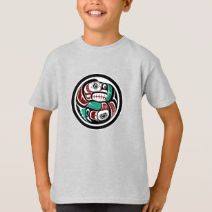 Native American Red Black White Haida Otter Salmon T-Shirt