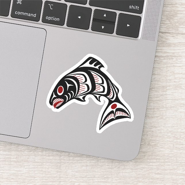 Native American Red Black White Haida Salmon (Detail)
