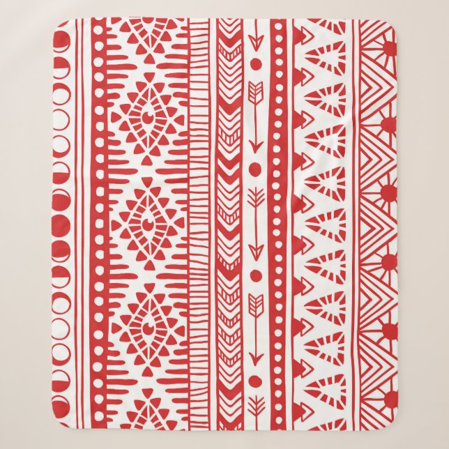 Native American: Red Ink Doodle. Sherpa Blanket (Front)