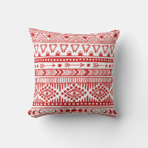 Native American: Red Ink Doodle. Throw Pillow