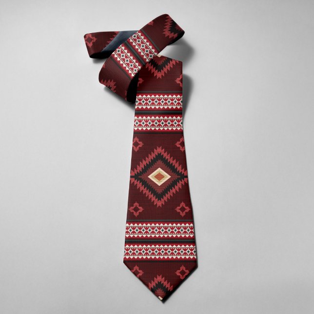 Native American Red Pattern Indian Tribal Geometry Tie (Creator Uploaded)