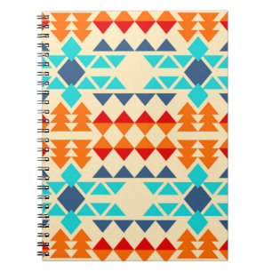 Native american seamless pattern of rhombus and tr notebook