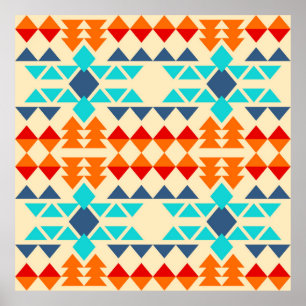 Native american seamless pattern of rhombus and tr poster