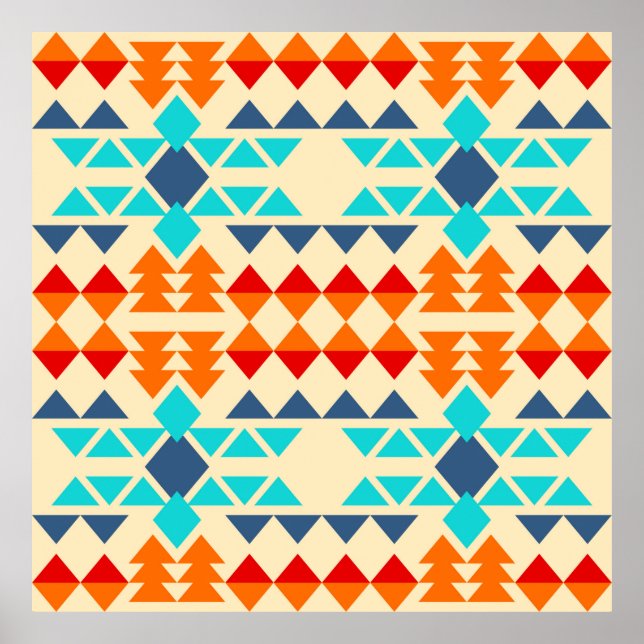 Native american seamless pattern of rhombus and tr poster (Front)