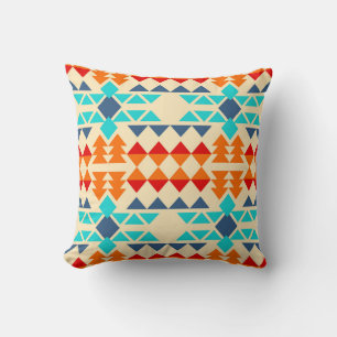 Native american seamless pattern of rhombus and tr throw pillow