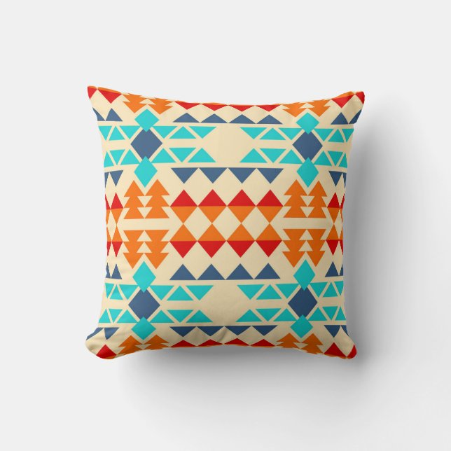 Native american seamless pattern of rhombus and tr throw pillow (Front)