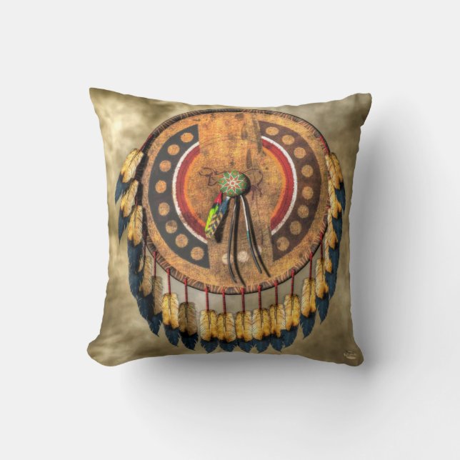 Native American Shield Throw Pillow (Front)