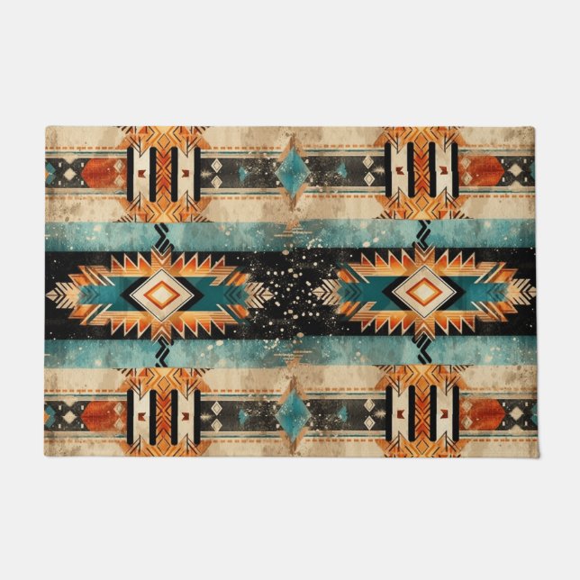 Native American Southwest Design Kitchen Rug  (Front)