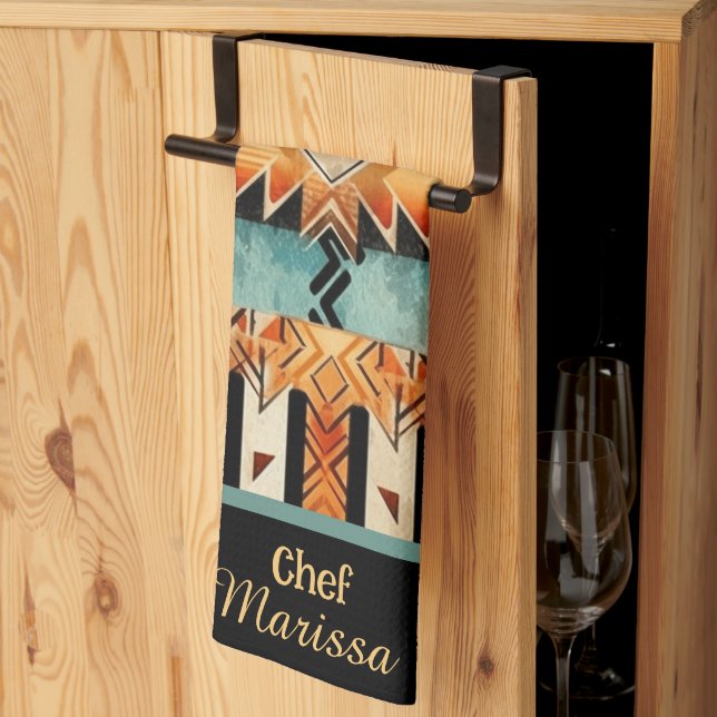 Native American Southwest Design Personalized Kitchen Towel (Thirds Fold)