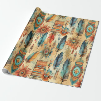 Native American Southwest Feather Art Wrapping Paper