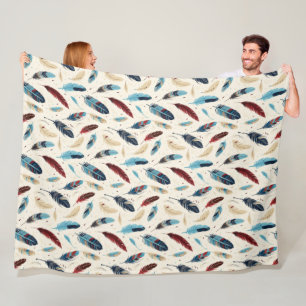 Native American Southwest Feather Pattern   Fleece Blanket