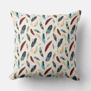 Native American Southwest Feather Pattern Throw Pillow