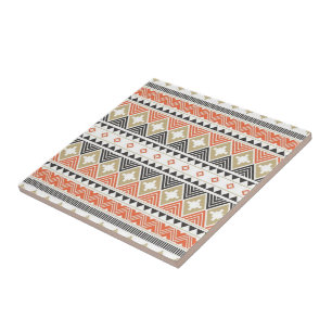 Native American Southwest Orange Mosaic Patterned Tile