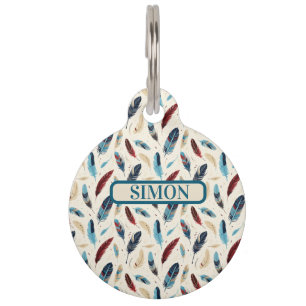 Native American Southwest Style Feather Pattern  Pet Tag