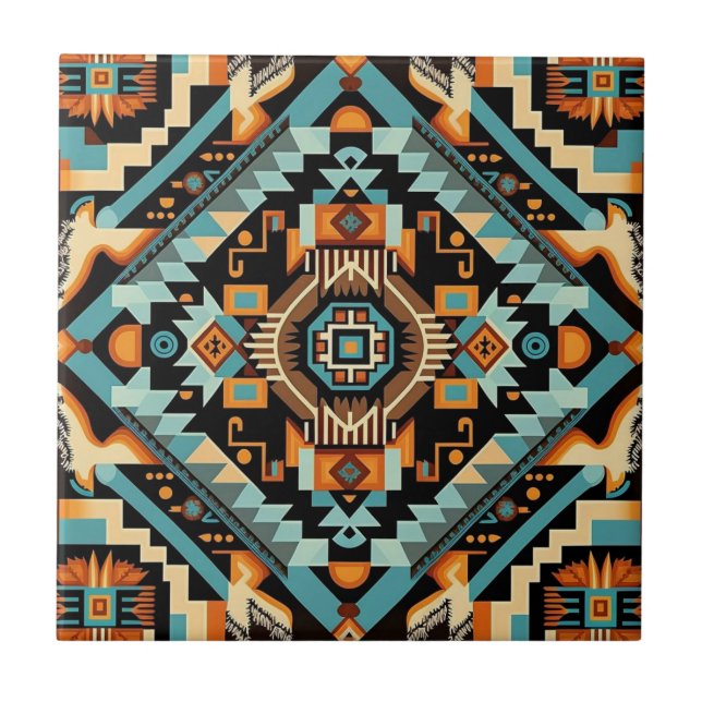 Native American Southwestern Inspired Abstract  Tile (Front)
