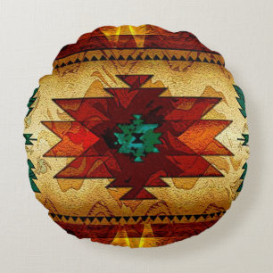 Native American Southwestern Tribal Round Pillow