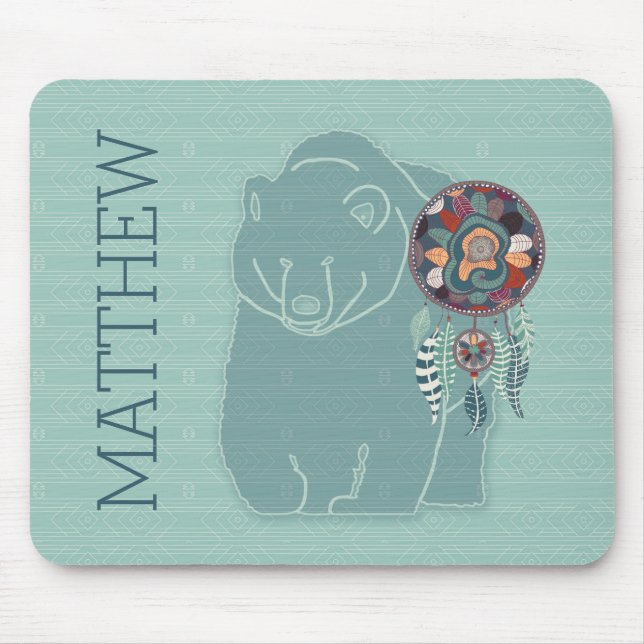 Native American Spirit Bear with Name Mouse Pad (Front)