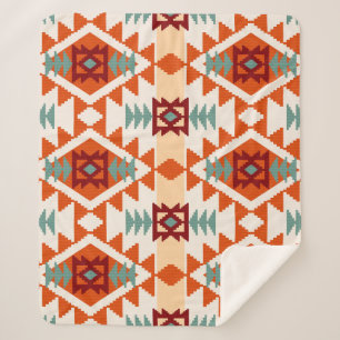 Native American Style Geometric Seamless Sherpa Blanket