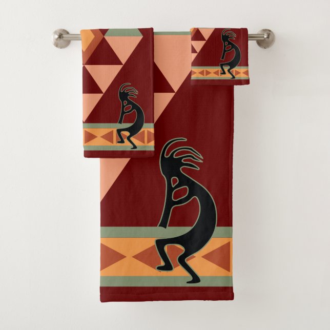 Native American Style  Kokopelli Bath Towel Set (Insitu)