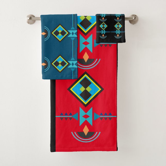 Native American Style Southwest Pattern Bath Towel Set (Insitu)