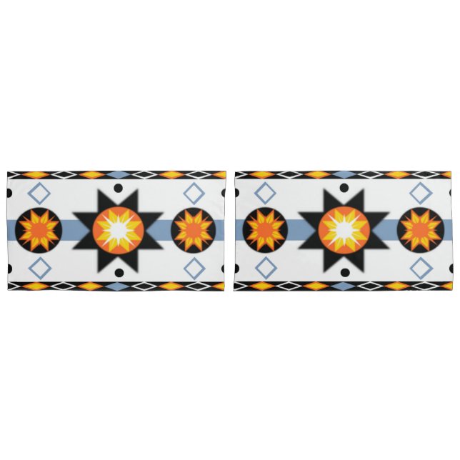 Native American Sun Pattern Pillowcase (Front-Set)