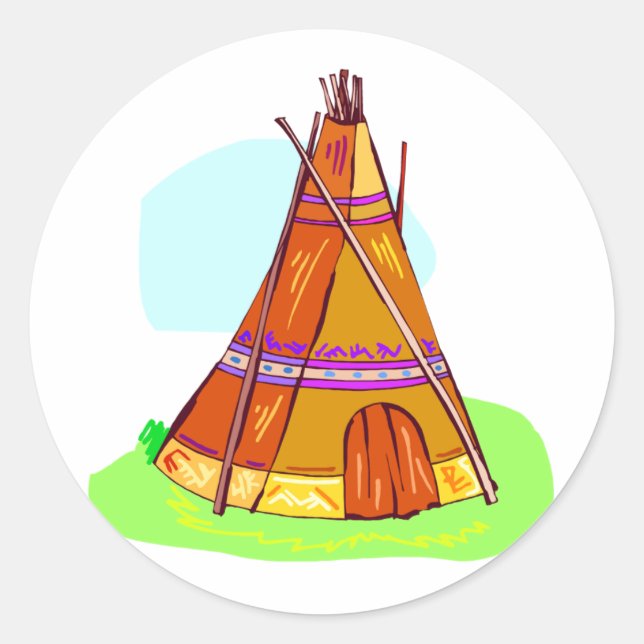 Native American Teepee Classic Round Sticker (Front)