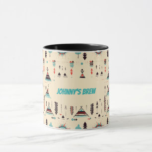 Native American teepee patterned & editable Mug