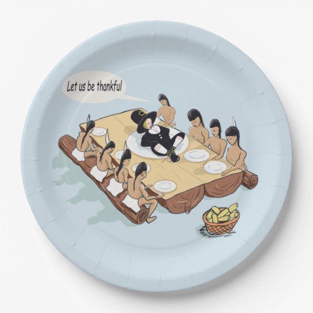 Native American Thanksgiving Personalized Paper Plate (Front)
